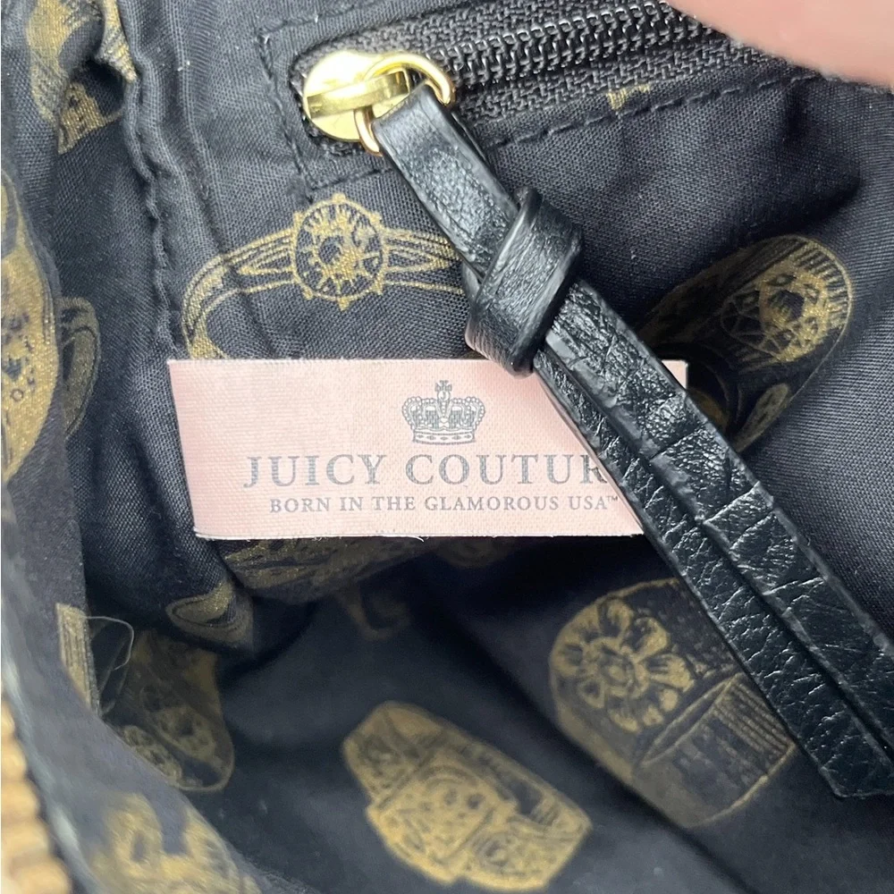 Juicy Couture Vintage Black Leather Wristlet “Choose Juicy Rare Y2K Glitter EUC
